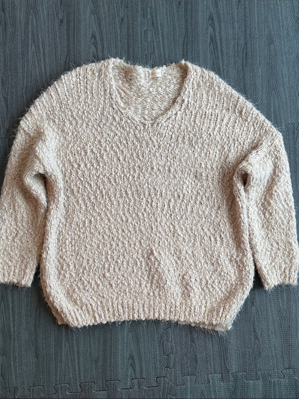 Altar’d State Cozy Beige Women's Textured V-Neck Sweater - Women’s Size M/L